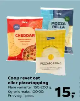 Kvickly Coop revet ost eller pizzatopping tilbud
