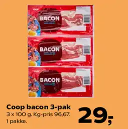 Kvickly Coop bacon 3-pak tilbud
