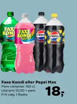 Kvickly Faxe Kondi eller Pepsi Max tilbud
