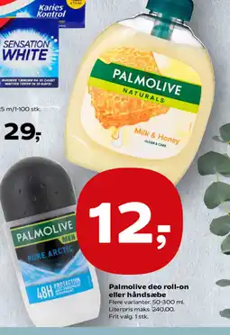 Kvickly Palmolive deo roll-on eller håndsæbe tilbud