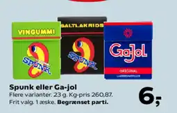 Kvickly Spunk eller Ga-jol tilbud