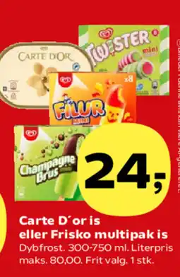 Kvickly Carte D'or is eller Frisko multipak is tilbud