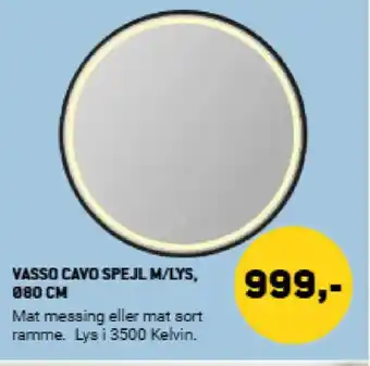XL-BYG Vasso Cavo spejl m/lys tilbud