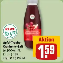 REWE DE Apfel-Traube- Cranberry-Saft tilbud