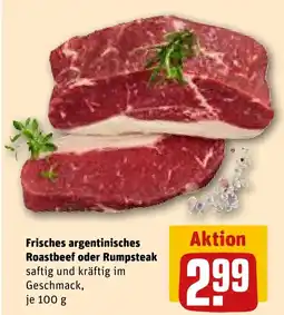REWE DE Frisches argentinisches Roastbeef oder Rumpsteak tilbud