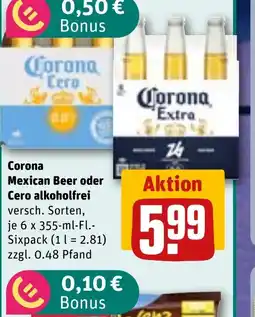REWE DE Corona Mexican Beer oder Cero alkoholfrei tilbud