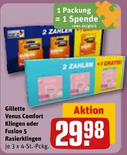REWE DE Gillette Venus Comfort Klingen oder Fusion 5 Rasierklingen tilbud