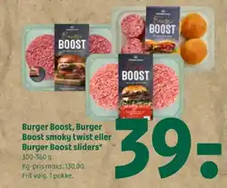 Coop 365 Burger boost, burger boost smoky twist eller burger boost sliders tilbud