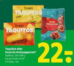 Coop 365 Taquitos eller focaccia med pepperoni tilbud