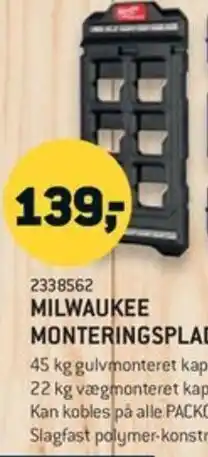 Johannes Fog MILWAUKEE Monteringsplade tilbud