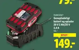 Lidl Genopladeligt batteri og oplader 20 V 2 Ah/20 V 2,4 A tilbud