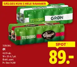 Lidl Tuborg øl (flasker/pakker) tilbud