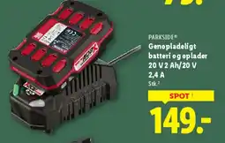 Lidl Genopladeligt batteri & oplader 20 V (2 Ah / 2,4 A) tilbud