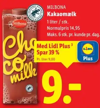 Lidl MILBONA Kakaomælk tilbud
