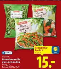 Lidl FRESHONA Grønne bønner eller grøntsagsblanding tilbud