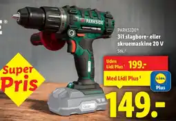 Lidl PARKSIDE® 3i1 slagbore- eller skruemaskine 20 V tilbud
