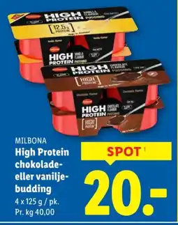 Lidl MILBONA High Protein chokolade- eller vanilje- budding tilbud