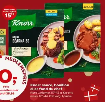 SuperBrugsen Knorr sauce, bouillon eller fond du chef tilbud