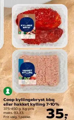 SuperBrugsen Coop kyllingebryst bbq eller hakket kylling 7-10% tilbud