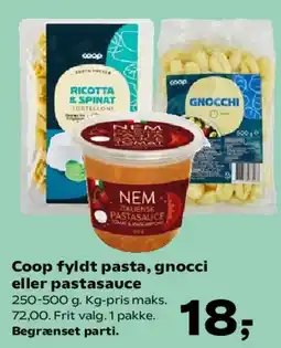 SuperBrugsen Coop fyldt pasta, gnocci eller pastasauce tilbud