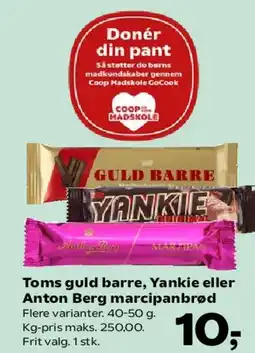 SuperBrugsen Toms Guld Barre, Yankie eller Anton Berg marcipanbrød tilbud
