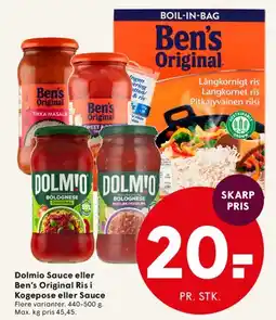 SPAR Dolmio Sauce eller Ben's Original Ris tilbud