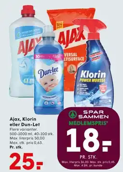 SPAR Ajax, Klorin eller Dun-Let tilbud