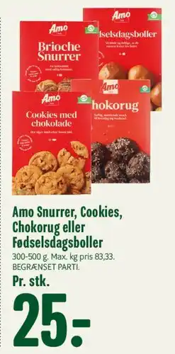 Min Købmand Amo Snurrer, Cookies, Chokorug eller Fødselsdagsboller tilbud
