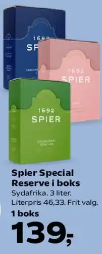 Kvickly Spier Special Reserve i boks tilbud