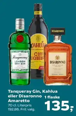 Kvickly Tanqueray Gin / Kahlua / Disaronno tilbud