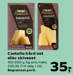 Kvickly Castello hård ost eller skiveost tilbud
