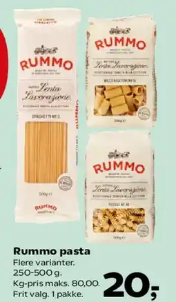 Kvickly Rummo pasta tilbud