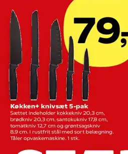 Kvickly Køkken+ knivsæt 5-pak tilbud