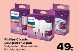 Kvickly Philips Classic LED-pærer 2-pak tilbud