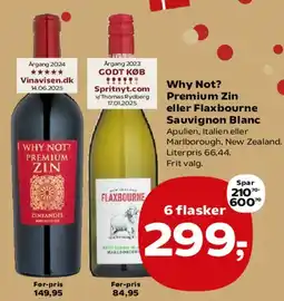 Kvickly Why Not? Premium Zin / Flaxbourne Sauvignon Blanc tilbud