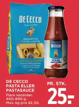 MENY De Cecco pasta eller pastasauce tilbud