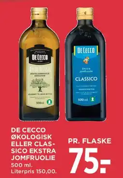 MENY De Cecco økologisk eller Classico ekstra jomfruolje (olie) tilbud