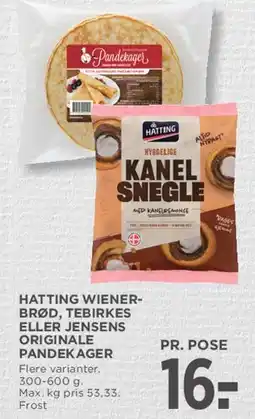 MENY Hatting wienerbrød / Kanel snegle / Jensens pandekager tilbud