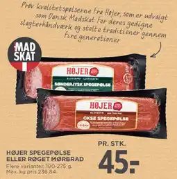 MENY Højer spegepølse eller røget mørbrad tilbud