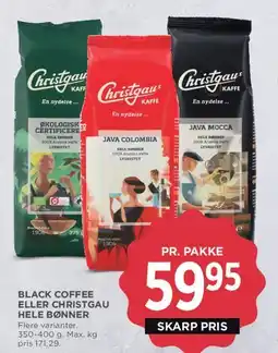 MENY Black Coffee eller Christgau hele bønner tilbud