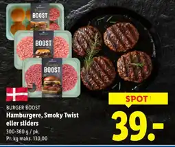Lidl BURGER BOOST Hamburgere, Smoky Twist eller sliders tilbud