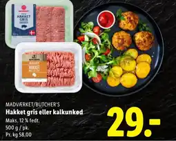 Lidl MADVÆRKET/BUTCHER'S Hakket gris eller kalkunkød tilbud