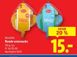 Lidl MILBONA Runde ostesnacks tilbud
