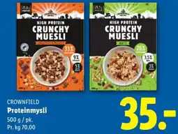 Lidl CROWNFIELD Proteinmysli tilbud