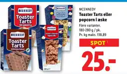 Lidl MCENNEDY Toaster Tarts eller popcorn i æske tilbud