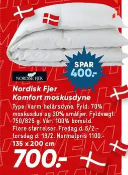 Bilka Nordisk Fjer komfortdyne tilbud