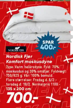 Bilka Nordisk Fjer Komfort moskusdyne tilbud