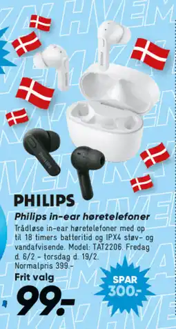 Bilka PHILIPS in-ear høretelefoner tilbud