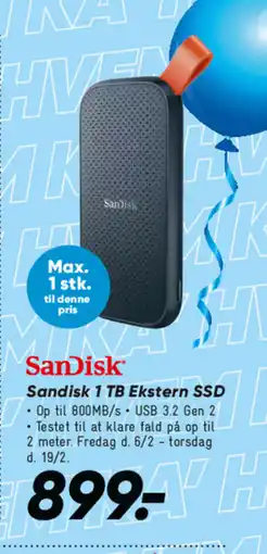 Bilka Sandisk 1 TB Ekstern SSD tilbud
