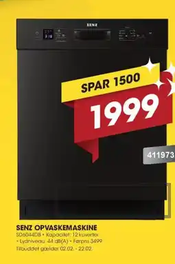 Punkt1 SENZ Opvaskemaskine SD6044DB tilbud